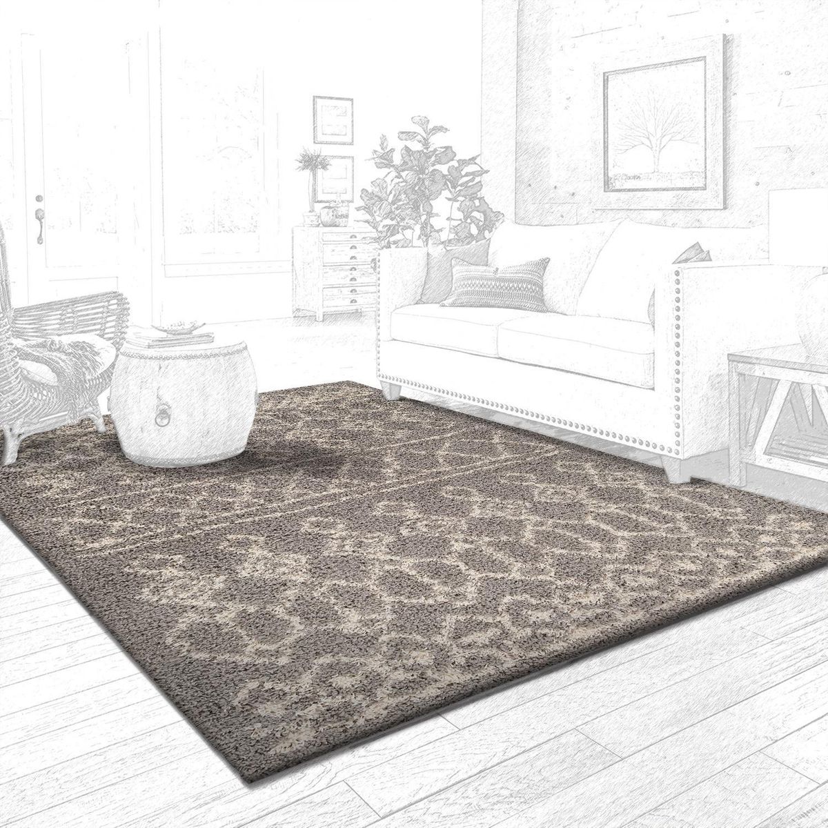 MASEL - Alfombra Shag-Anat2 160x230 cm Poliéster Gris oscuro