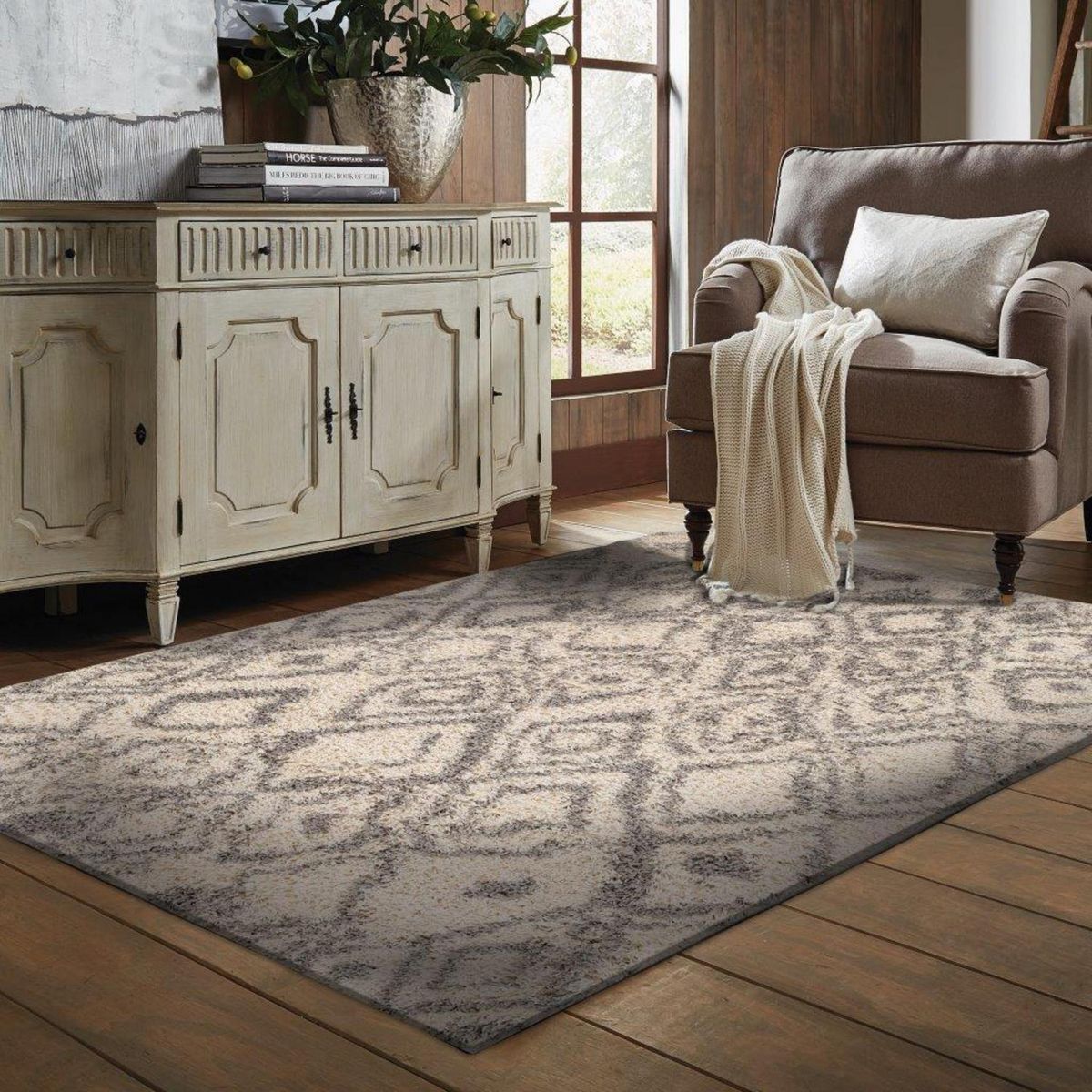 MASEL - Alfombra Shag-Anat3 160x230 cm Poliéster Gris claro