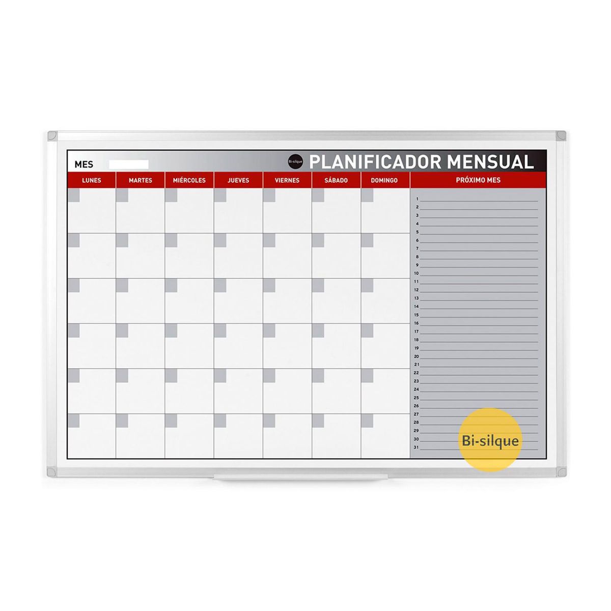 BI SILQUE - Pizarra Magnética Planificador Mensual 90x60
