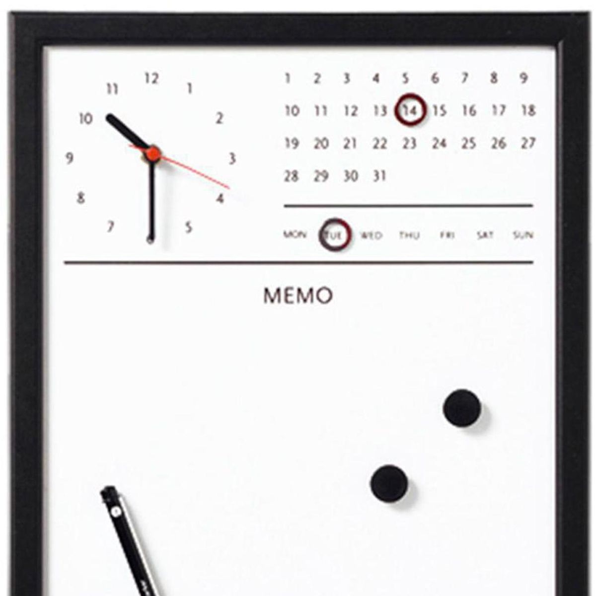 BI SILQUE - Pizarra Magnética Reloj Marco Gris 45x30 Bi-silque