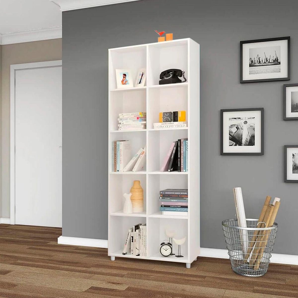 HOGA - Estante Caracol MDP 1 Nivel(es) 74x186x11 cm Blanco