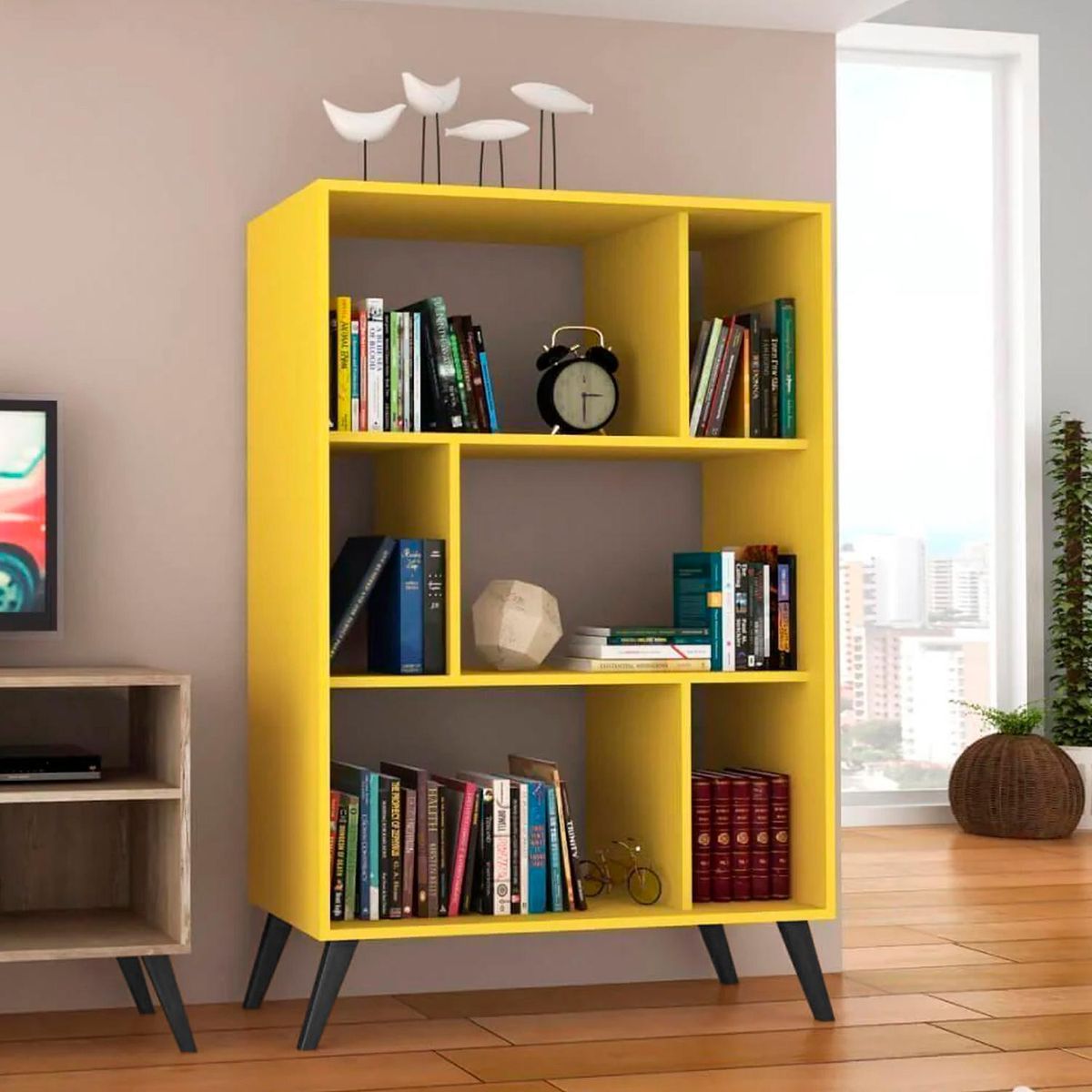 HOGA - Estante MDP 2 Nivel(es) 81x124x36 cm Amarillo