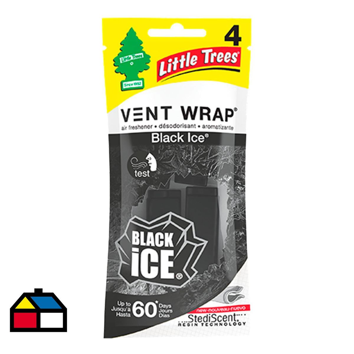 LITTLE TREES - Ambientador Auto Little Trees Vent Wrap Black Ice 4 Unidades