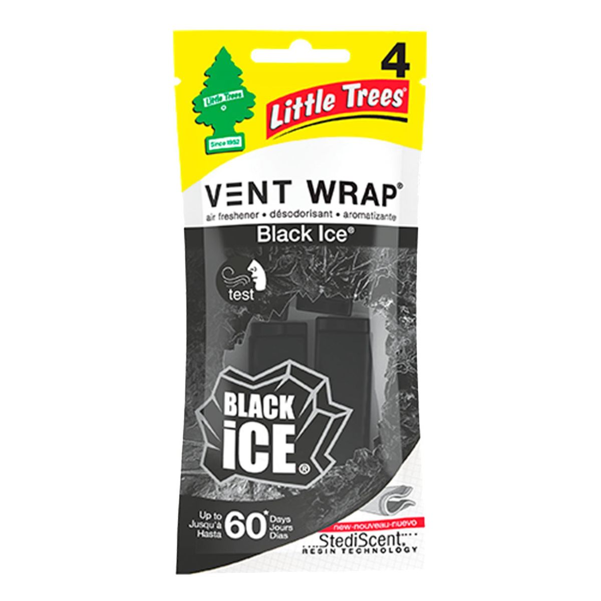 LITTLE TREES - Ambientador Auto Little Trees Vent Wrap Black Ice 4 Unidades
