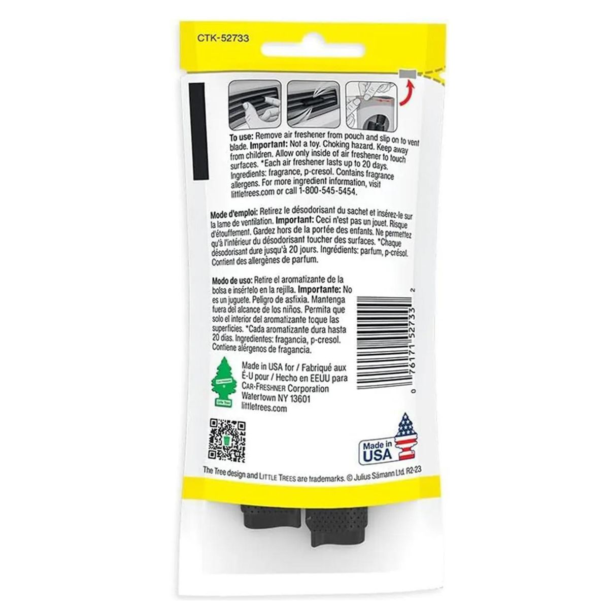 LITTLE TREES - Aromatizante Little Trees Vent Wrap Auto Nuevo 4 Unidades