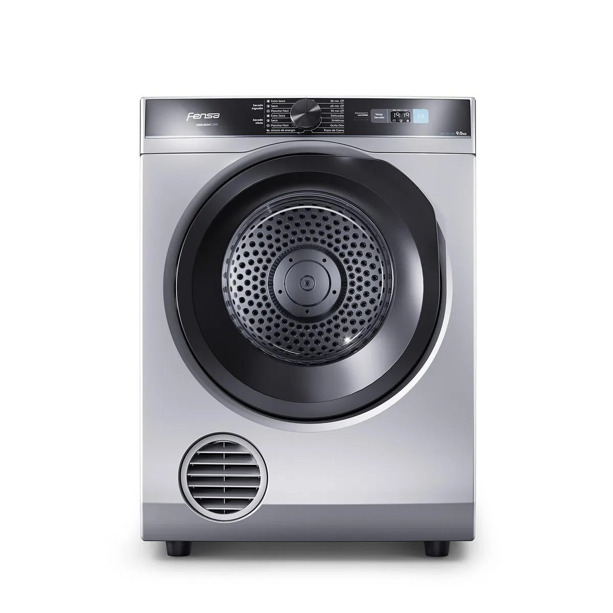 FENSA - Secadora de Ropa 9 kg Carga Frontal con Evacuación Silver Premium Care 9D