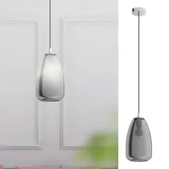 EGLO - Lámpara Colgante 1 Luz Acero Gris/Plata 20 cm