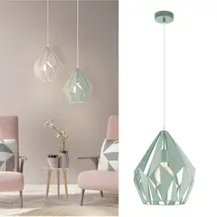 EGLO - Lámpara Colgante 1 Luz Acero Verde 31 cm