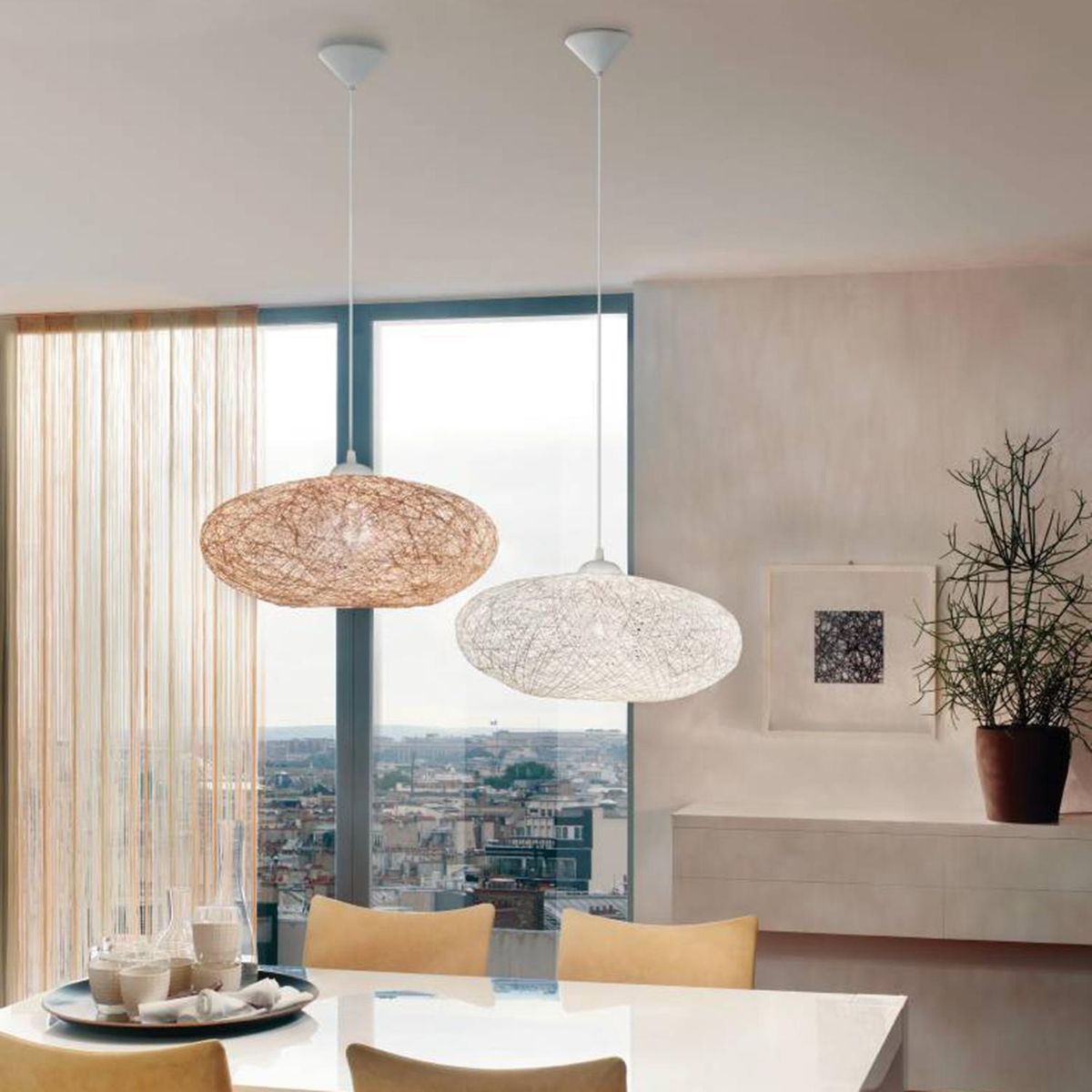 EGLO - Lámpara Colgante 1 Luz Acero Blanco