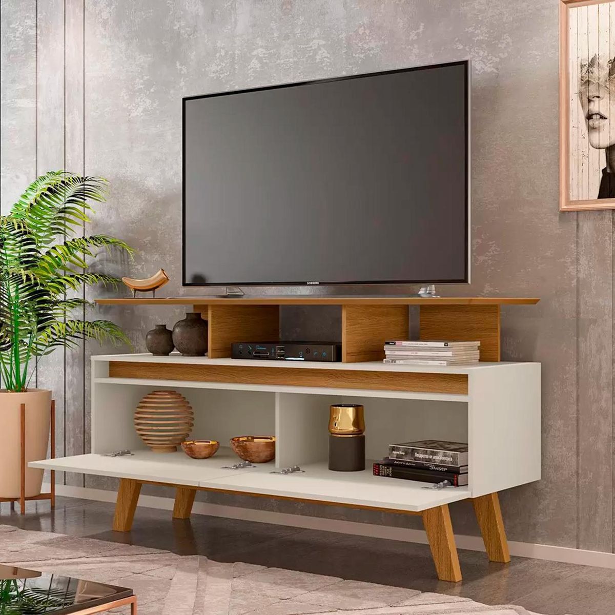 HOGA - Rack tv 50 rubí 1.2 canela 65x120x38 cm