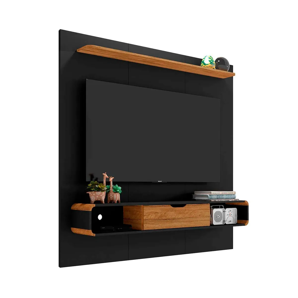 HOGA - Panel rack tv 65" lisboa negro 158x161x30 cm