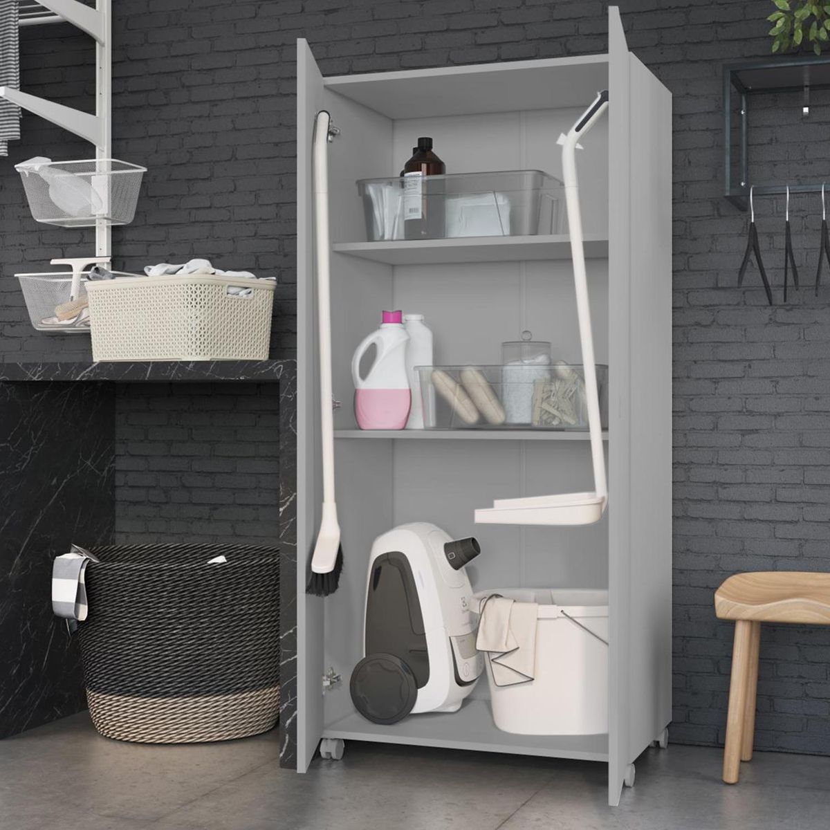 HOGA - Clóset 2 Puerta(s) 2 Repisa(s) 68x144x40 cm Gris