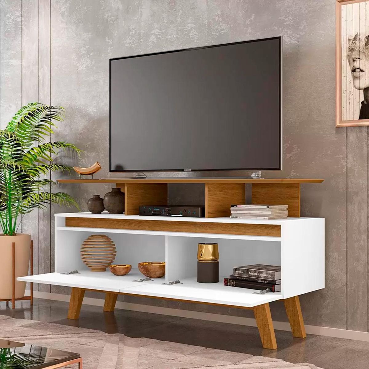 HOGA - Rack tv 50 rubí 1.2 blanco 65x120x38 cm