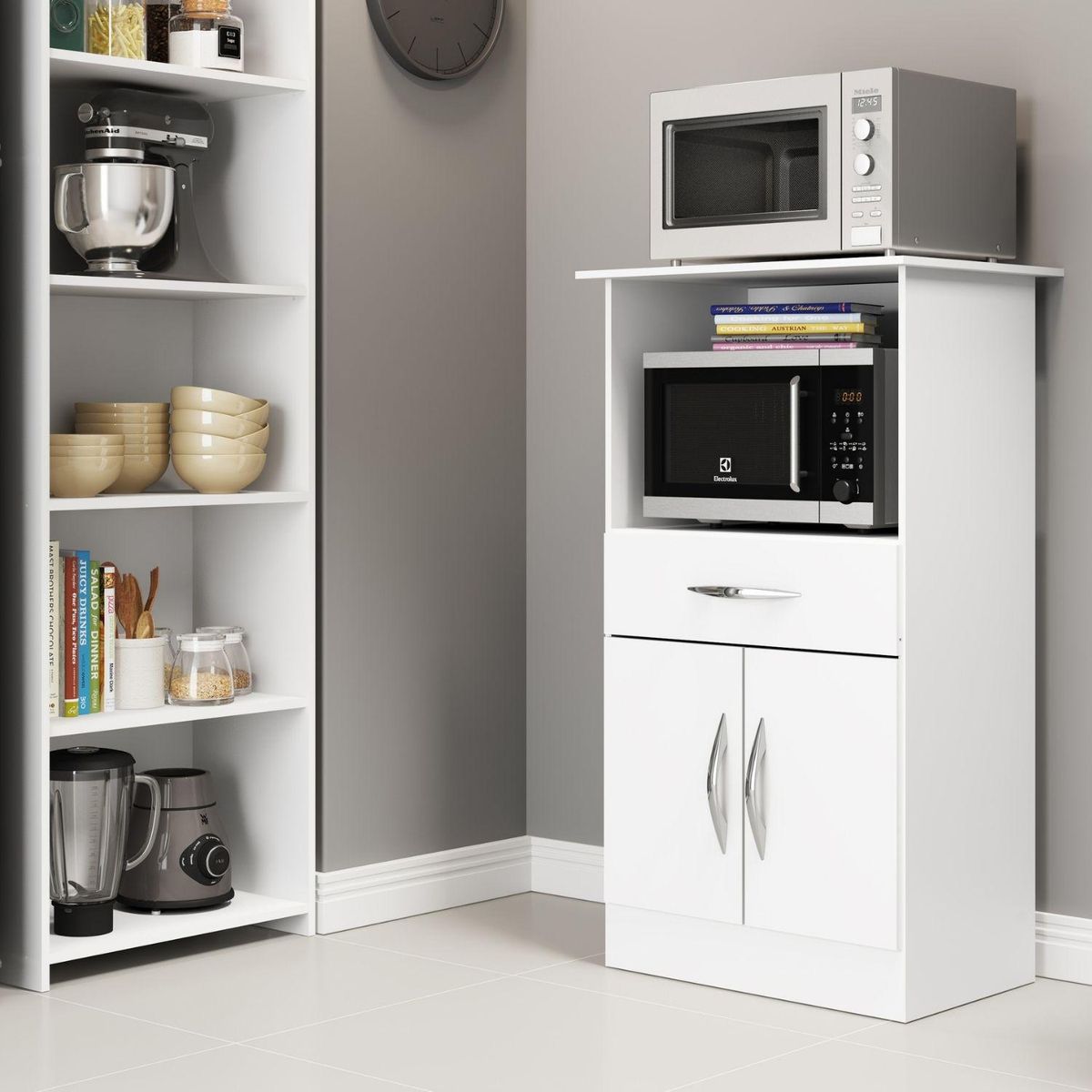 HOGA - Mueble para microondas luna blanco 111x62x45 cm