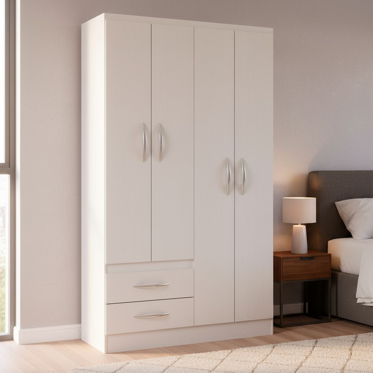 HOGA - Clóset Romina 4 Puerta(s) 2 Cajón(es) 3 Repisa(s) 105x179x13 cm Blanco