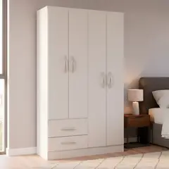 HOGA - Clóset Romina 4 Puerta(s) 2 Cajón(es) 3 Repisa(s) 105x179x13 cm Blanco