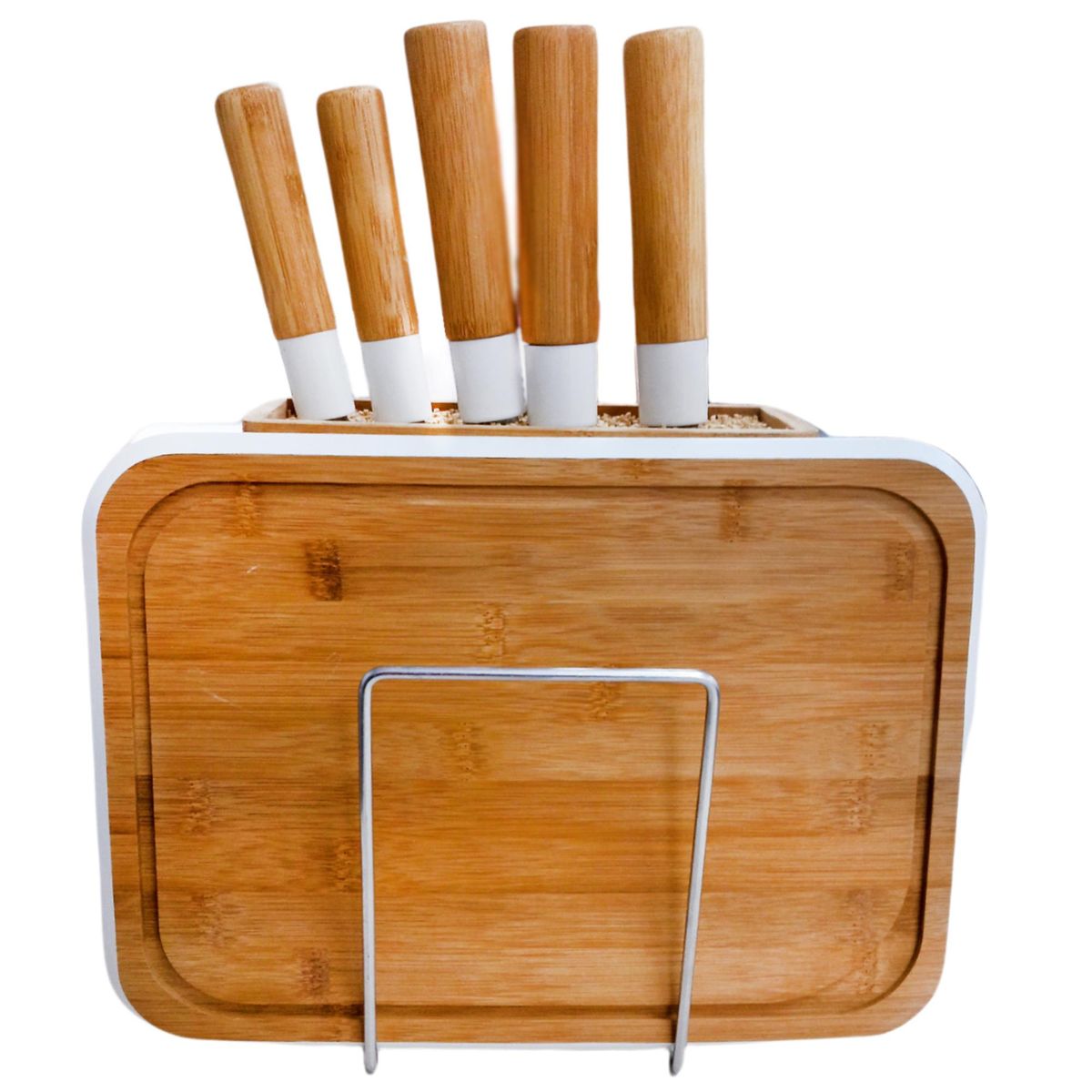 IMPORTADORA USA - Set de Tabla Cortar con 5 Cuchillos Inoxidable Importadora Usa