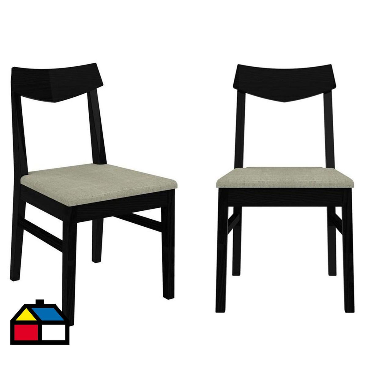 AR DESIGN - Pack 2 Sillas Comedor Negro 84x52x48 cm