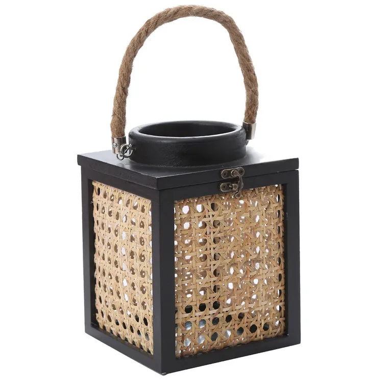 Farol rústico junco 18 cm color negro