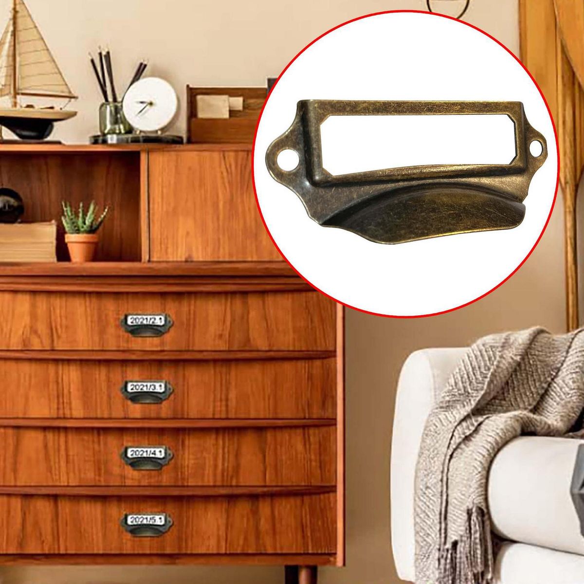 MAMUT - Tarjetero rectangular con tirador 61 x 29 mm bronceado 1 unid