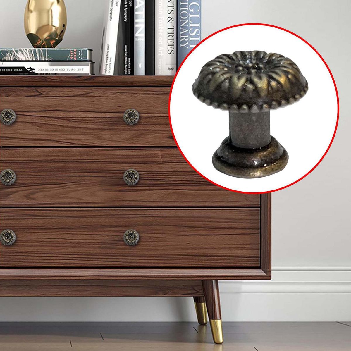 MAMUT - Tirador decorativo redondo 17 x 15 mm bronce envejecido 1 unid