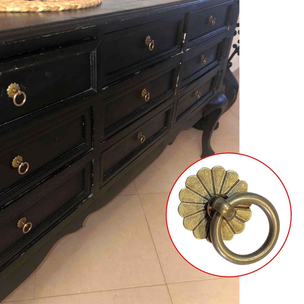 MAMUT - Tirador decorativo c/manilla "flor" 31 x 43 mm bronceado 1 unid