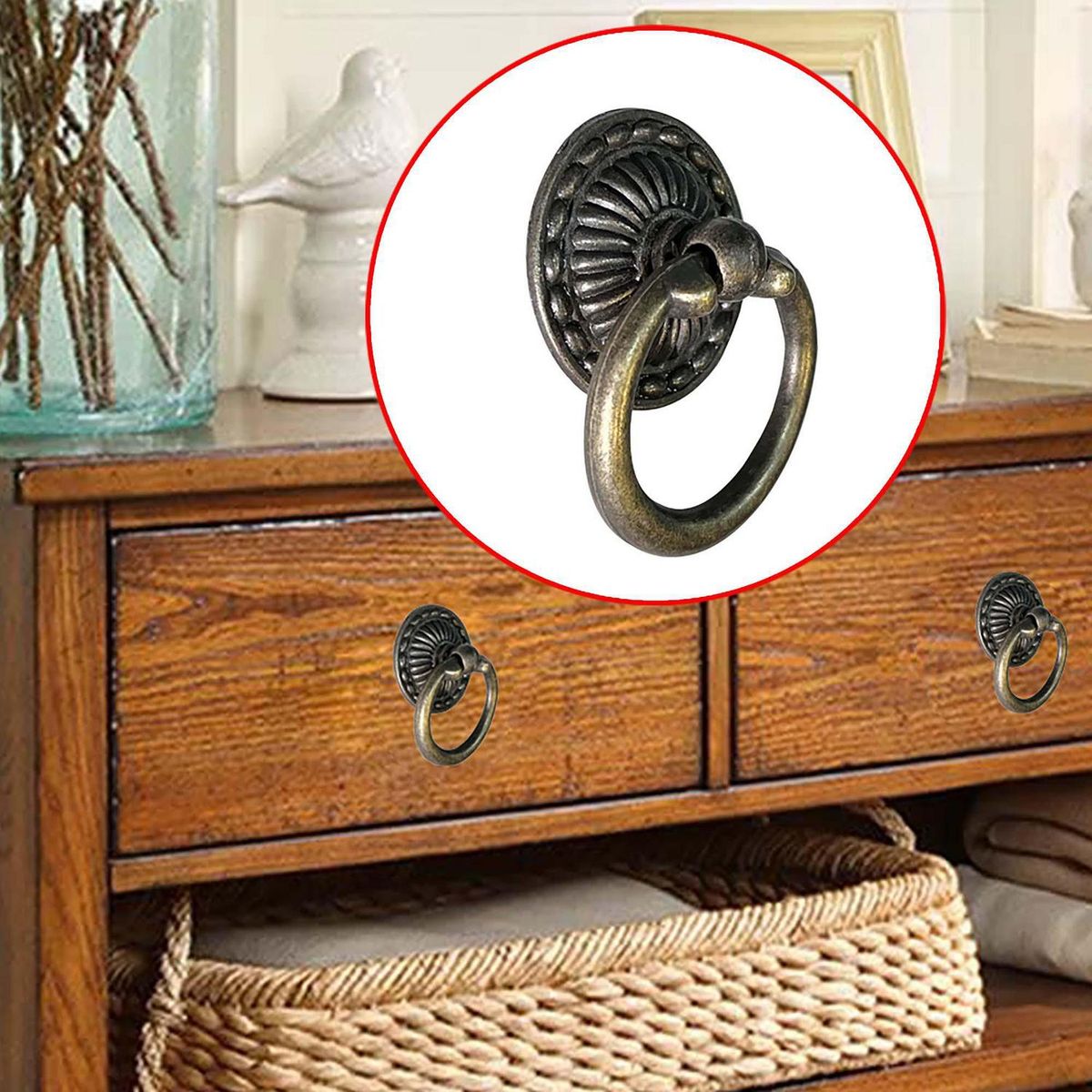 MAMUT - Tirador decorativo con manilla 32 x 48 mm bronce envejecido 1 unid