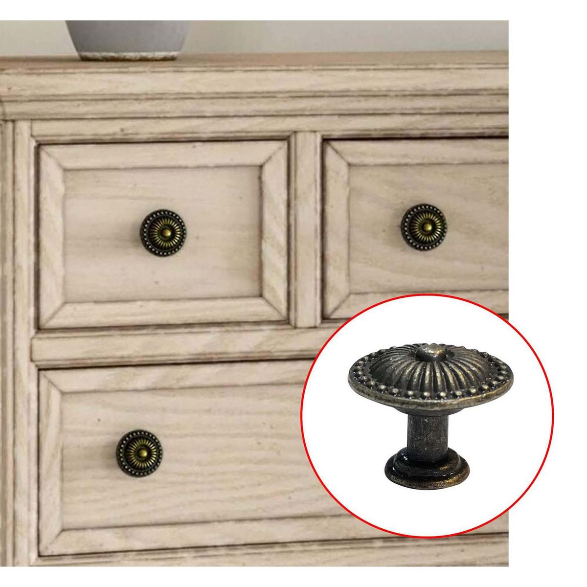 MAMUT - Tirador decorativo redondo liso 25 x 14 mm bronce envejecido 1 unid