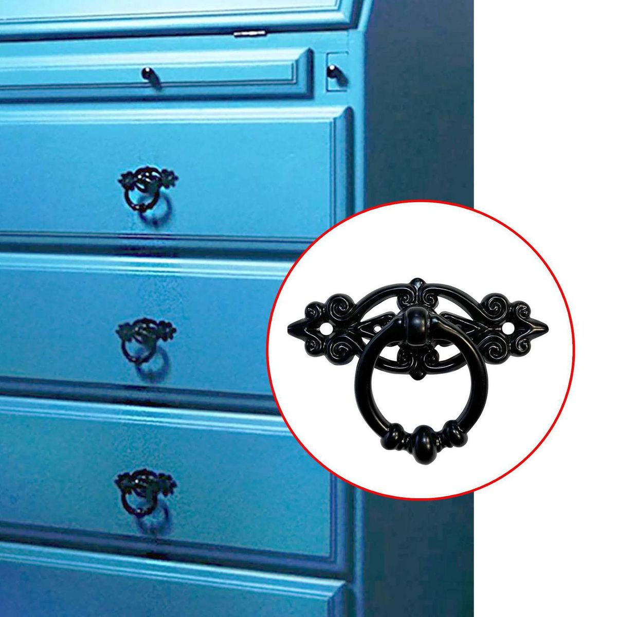 MAMUT - Tirador decorativo con manilla 65 x 46 mm negro 1 unid