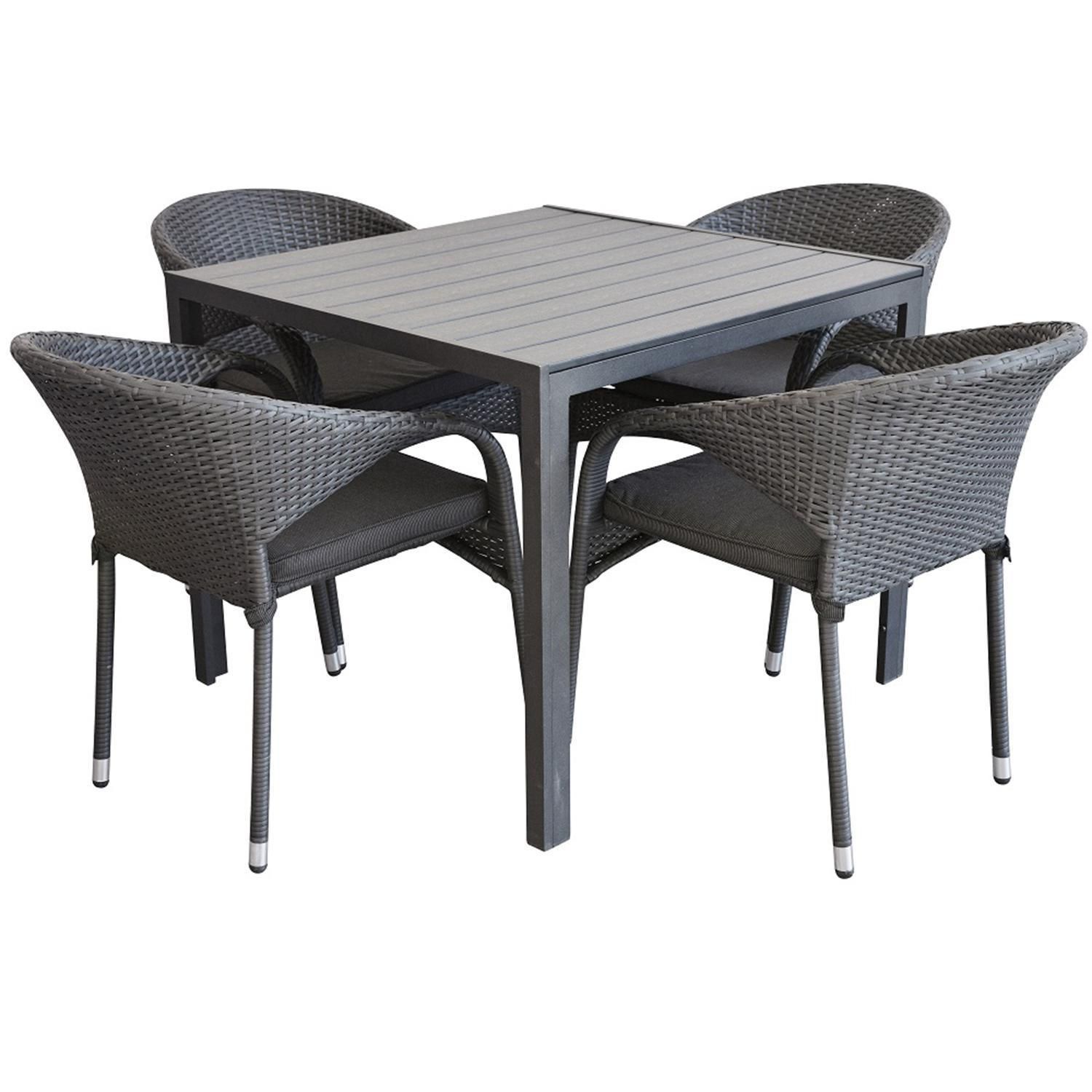 Mesa jardín 90x90cm Negro en uso