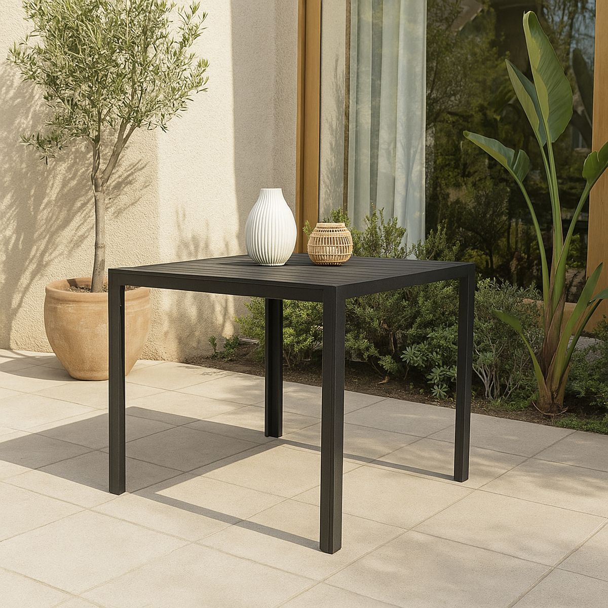 OUTFIT - Mesa de Jardín Cuadrada Aluminio 90x69.5x90 Negro