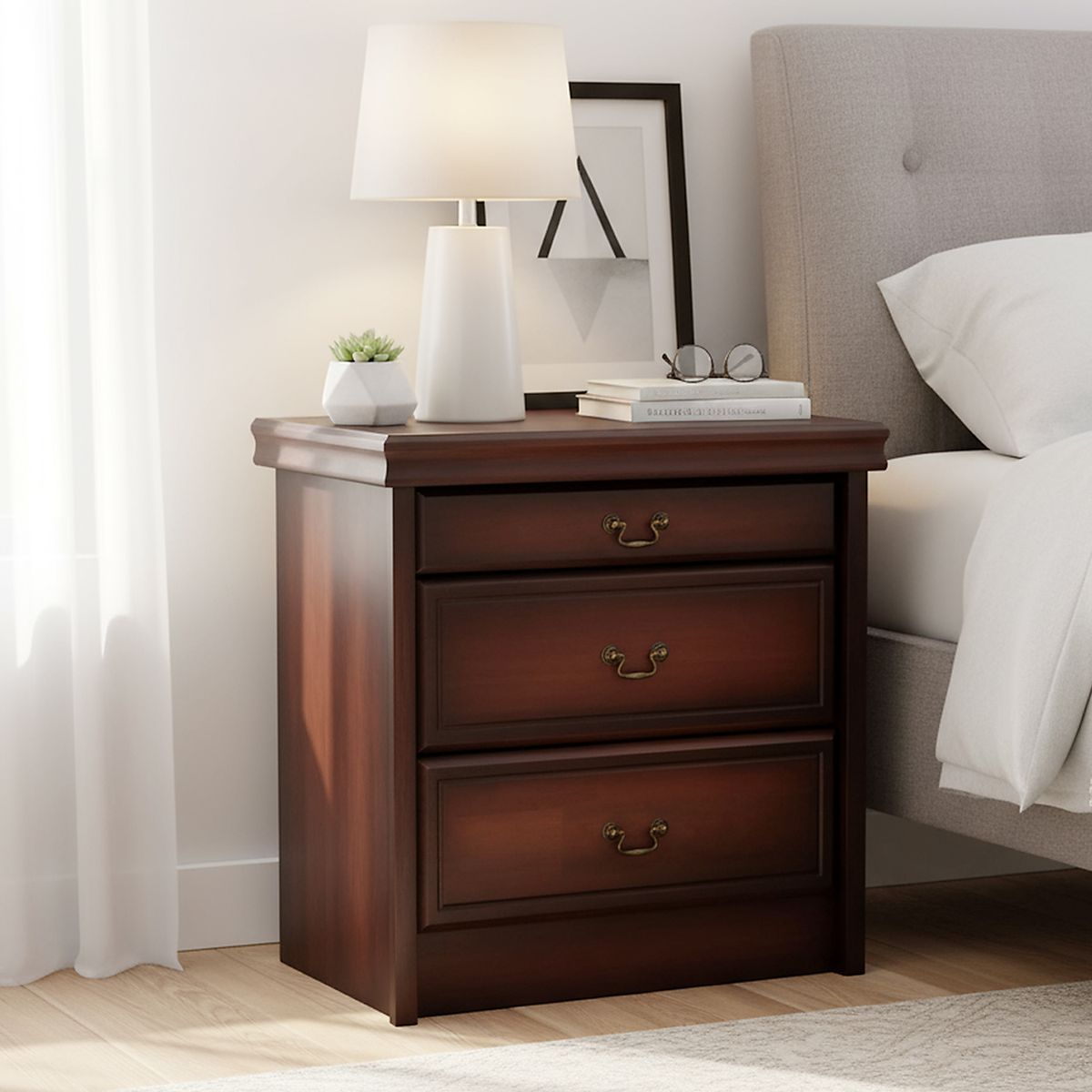 CIC - Velador 3 Cajón(es) Tamesis 66x69x45 cm Marrón envejecido