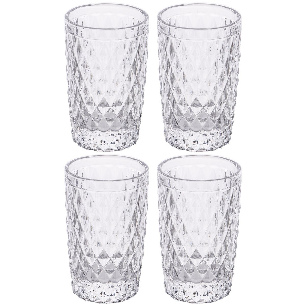 IDETEX - Set 4 Vasos Alto de Vidrio 350 ml 