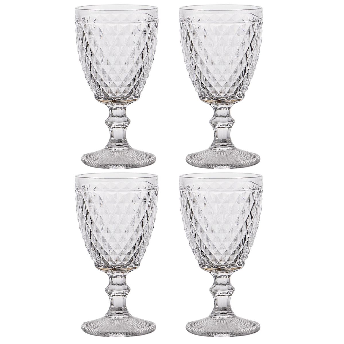 IDETEX - Set 4 Copas de De agua 350 ml Vidrio Transparente