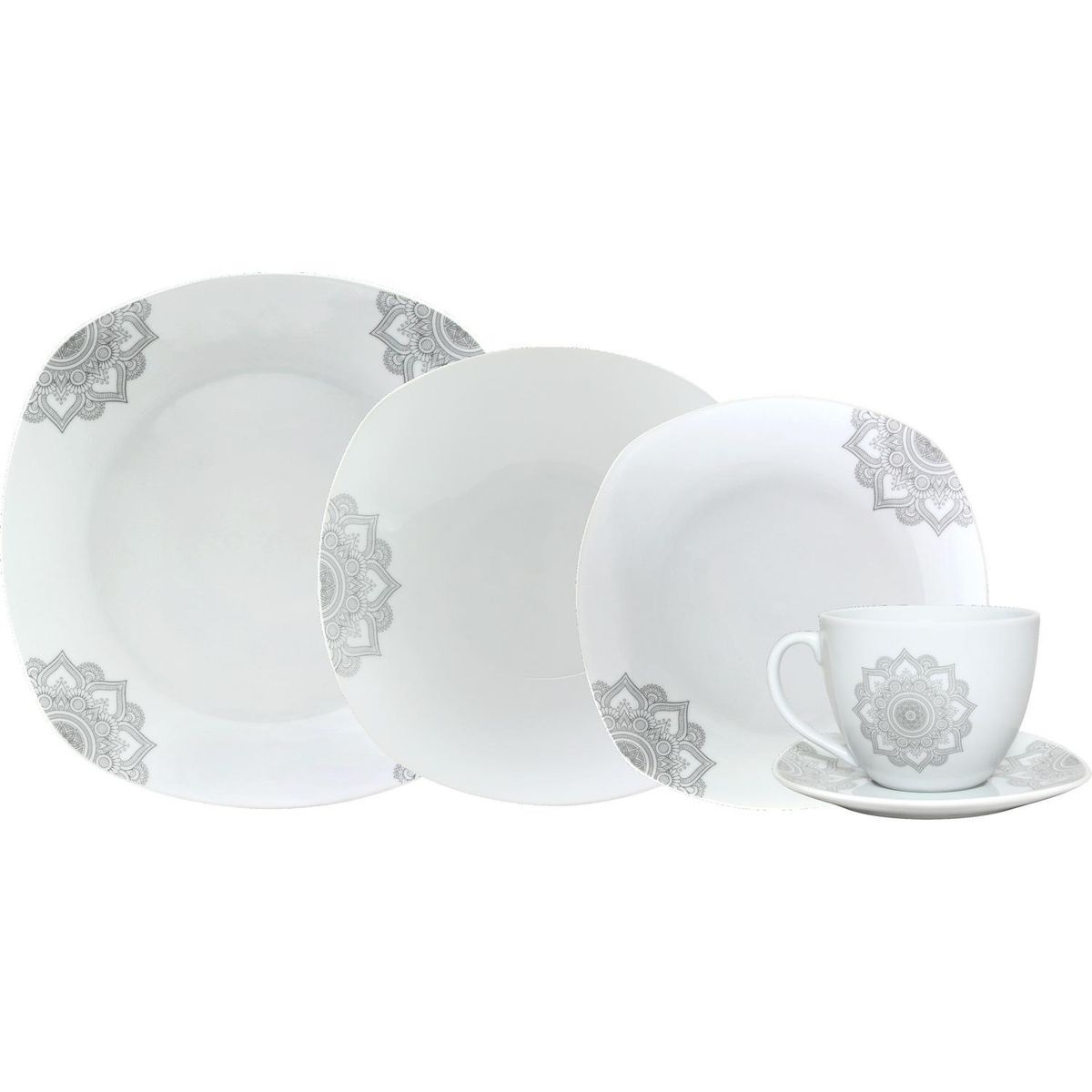 IDETEX - Juego de Loza 30 Piezas Porcelana Blanco