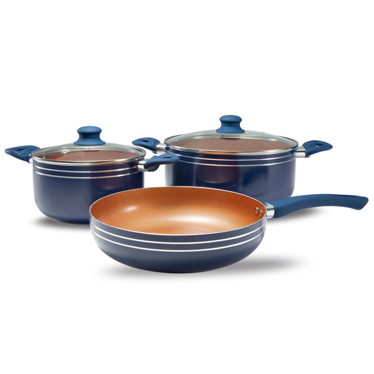 IDETEX - Batería de Cocina 5 Piezas Aluminio Therese Azul