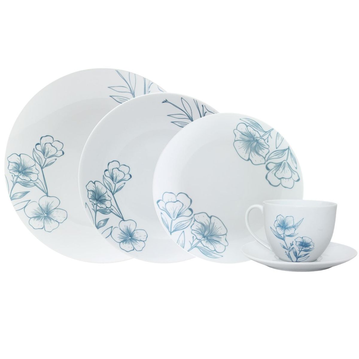 IDETEX - Juego de Loza 30 Piezas Porcelana Blanco