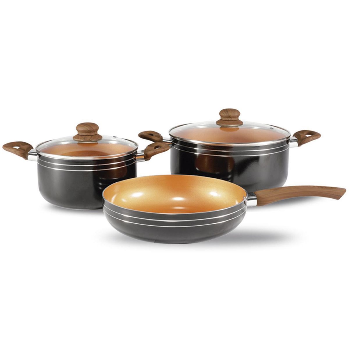 IDETEX - Batería de Cocina 5 Piezas Aluminio Mosset Negro