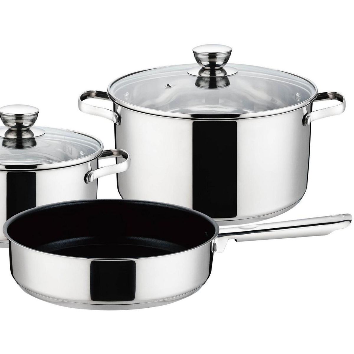 IDETEX - Batería de Cocina 5 Piezas Acero inoxidable Angele Plateado