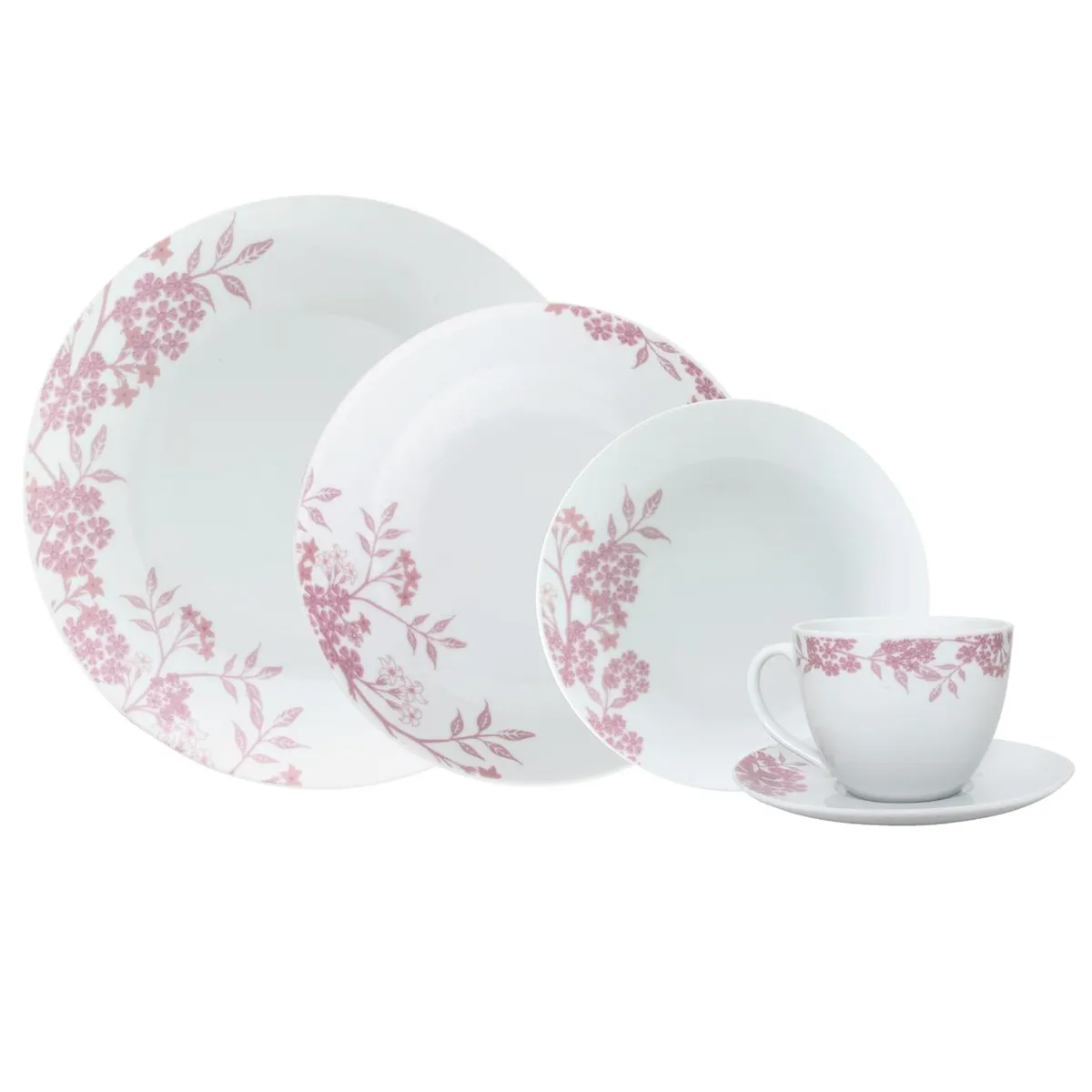IDETEX - Juego de Loza 30 Piezas Porcelana Florencia Blanco