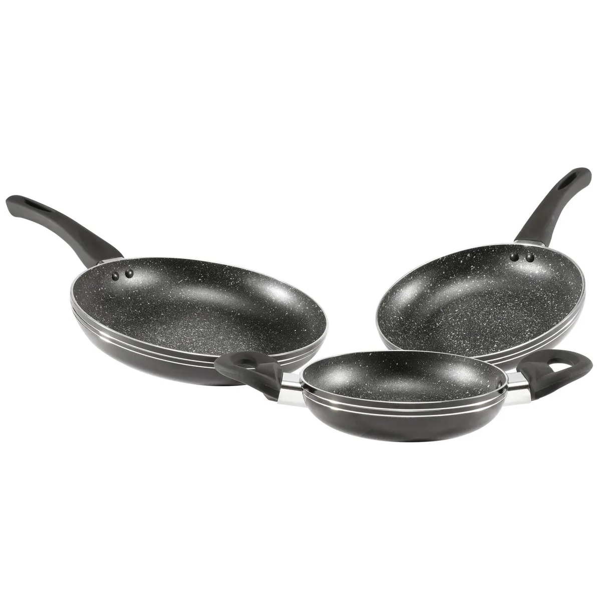 IDETEX - Set de 3 Sartenes Antiadherentes Bondy Aluminio Negro