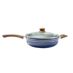 IDETEX - Wok Antiadherente con Tapa de Vidrio 26 cm 2 Piezas Aluminio Bury