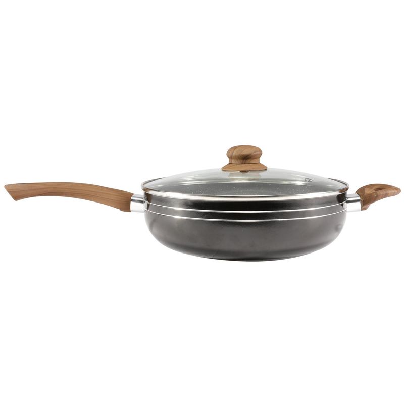 IDETEX - Wok Antiadherente con Tapa de Vidrio Doky 26 cm 2 Piezas Aluminio Doky