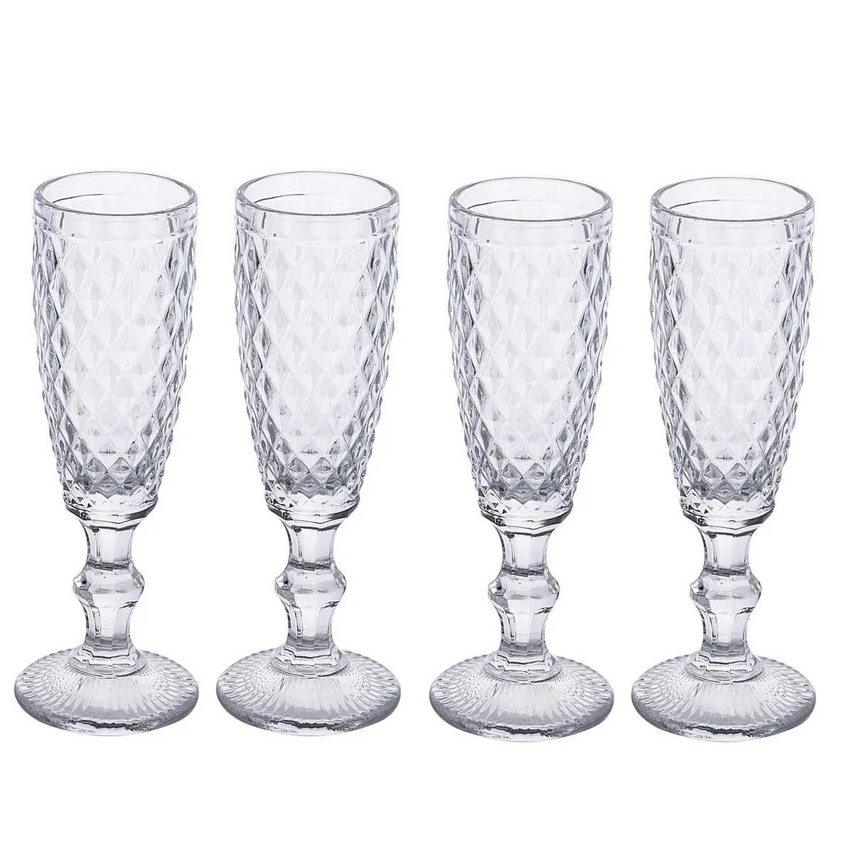 IDETEX - Set 4 Copas de Champán 170 ml Vidrio Transparente