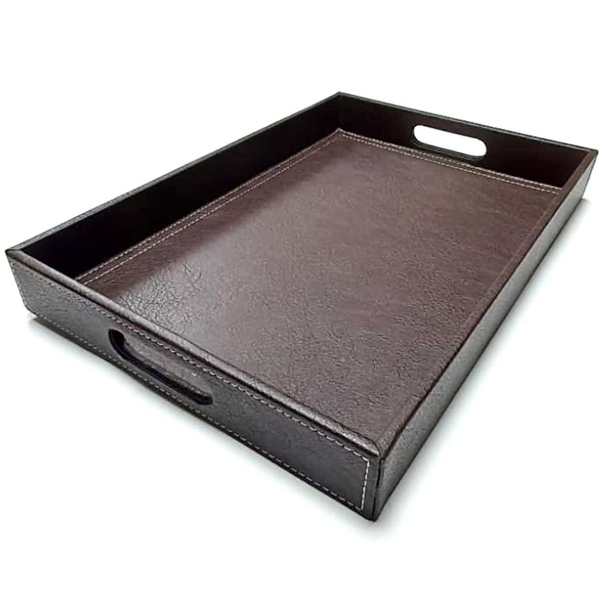 JUST HOME COLLECTION - Bandeja Ecocuero Rectangular 30x45 cm Café