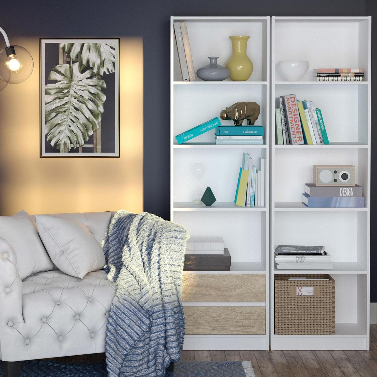 SILCOSIL - Estante Daloa Melamina 4 Nivel(es) 53x180x33 cm Blanco/Madera