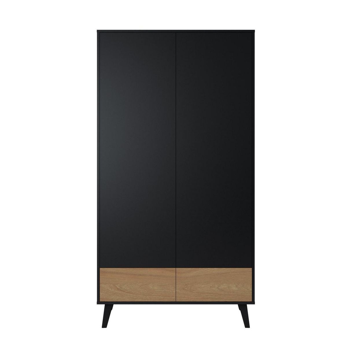 SILCOSIL - Clóset Obi 2 Puerta(s) 2 Cajón(es) 1 Repisa(s) 95x180x50 cm Negro/Natural
