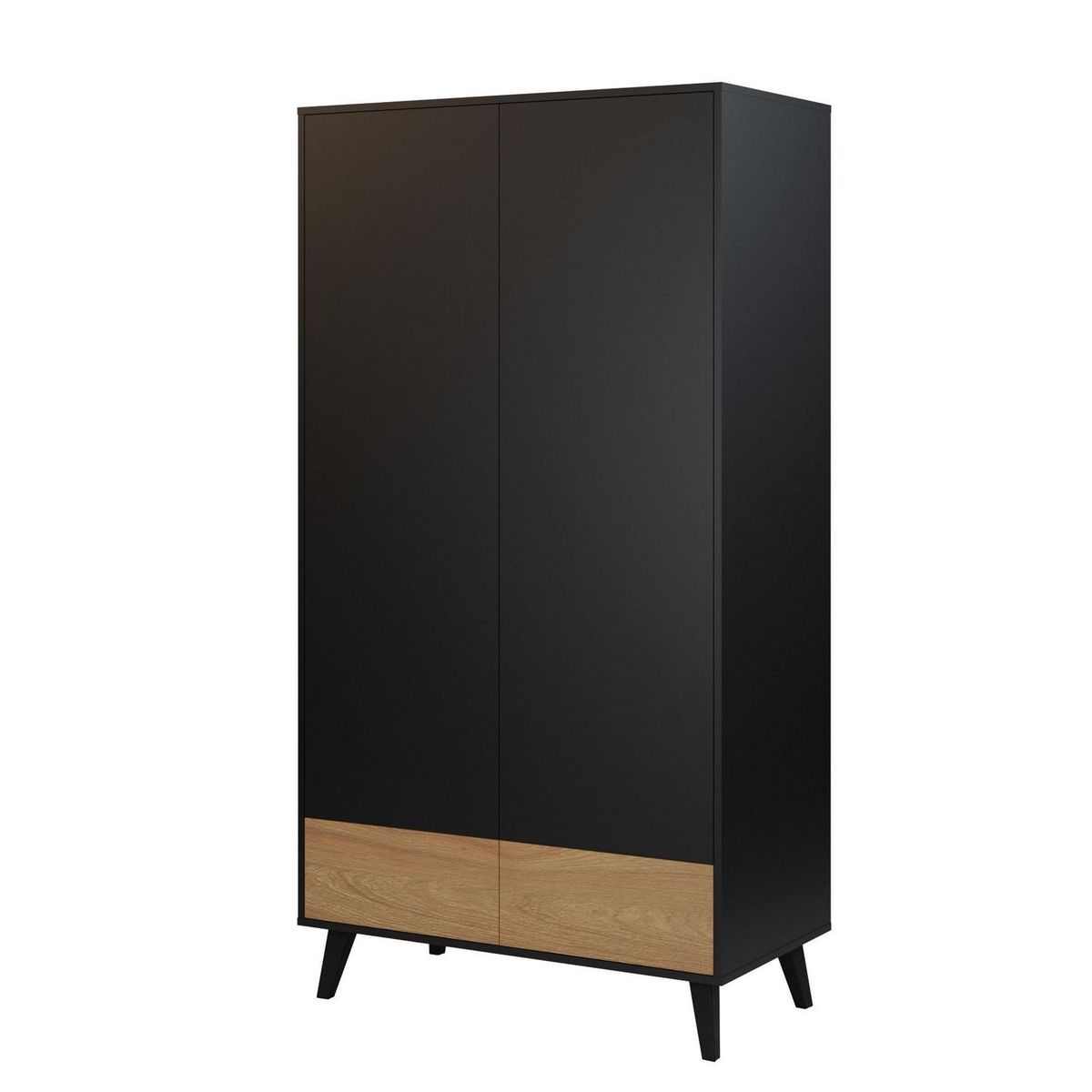 SILCOSIL - Clóset Obi 2 Puerta(s) 2 Cajón(es) 1 Repisa(s) 95x180x50 cm Negro/Natural