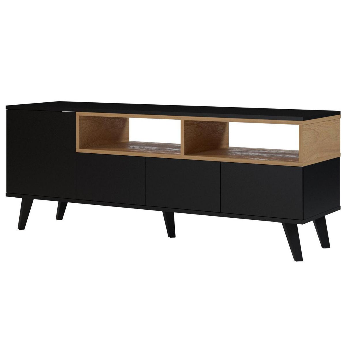 SILCOSIL - Rack Obi 140x40x55 cm negro/madera