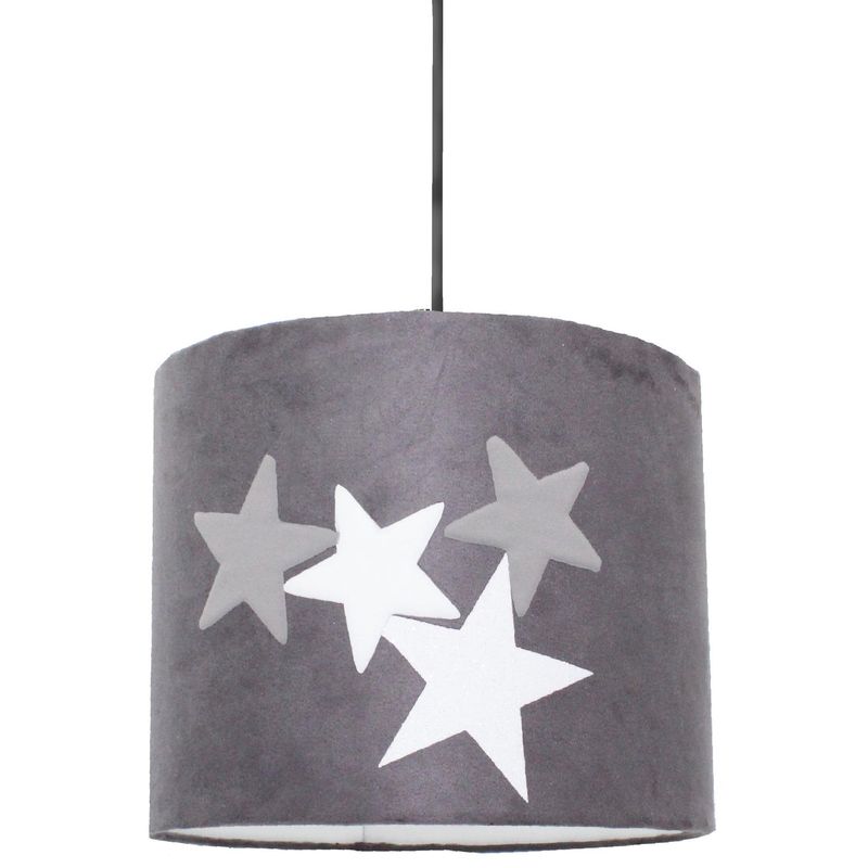 CONCEPT - Lámpara Colgante Puff Tela Gris/Plata